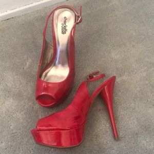 Ruby red sling backs